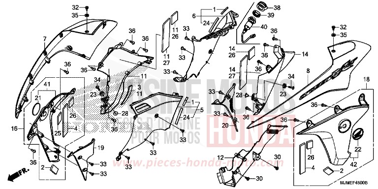 CARENAGE MILIEU de VFR800X "Crossrunner" PEARL GLARE WHITE (NHB53) 2017